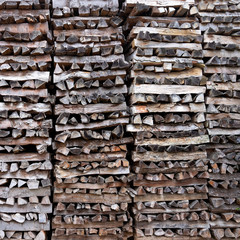 closeup of pile of firewood