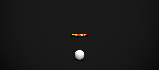 English Pool Billiards Balls Rack Triangle Table Set Up 3D Render