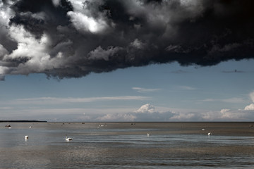 Cloudy day by gulf of Riga, Baltic sea.