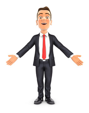 3d businessman standing with open arms