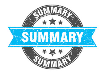 Fototapeta premium summary round stamp with turquoise ribbon. summary