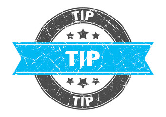 tip round stamp with turquoise ribbon. tip