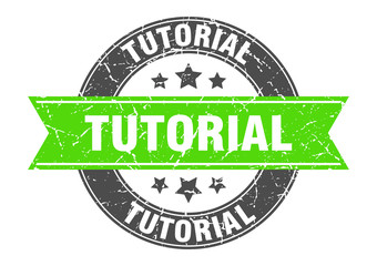 tutorial round stamp with green ribbon. tutorial