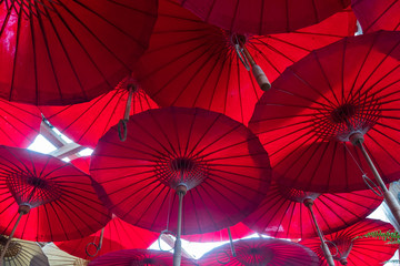 Fototapeta na wymiar Red Umbrella Thailand