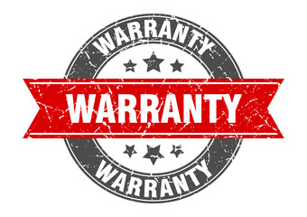 warranty round stamp with red ribbon. warranty