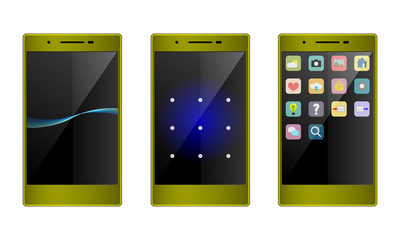 A set of 3 pattern screen smartphone illustrations