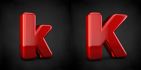 Red letter K isolated on black background