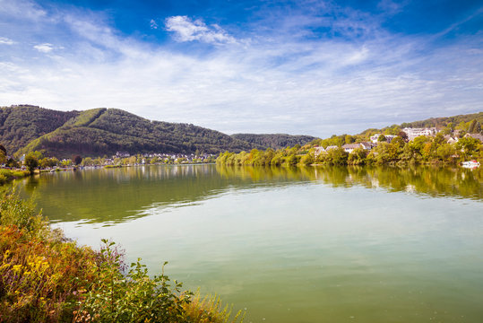 The river Moselle near the small town Brodenbach. Rhineland-Palatinate, Germany, Europe