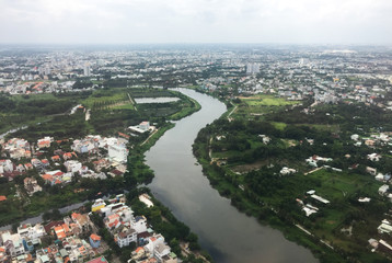 Fototapeta na wymiar Aerial view of Saigon, Vietnam.