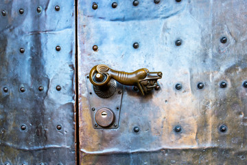 Beautiful door knob, entrance door of Annakirche or Church of Saint Anne in Dueren, North...