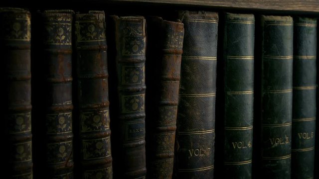 Passing Row Of Antique Vintage Books