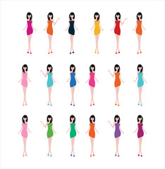 Set Women Icons Flat Style Female Stock Vector