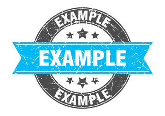 example round stamp with turquoise ribbon. example