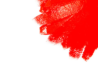 Paint brush stroke texture red watercolor isolated on a white
