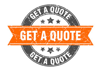 Fototapeta premium get a quote round stamp with orange ribbon. get a quote