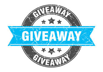 giveaway round stamp with turquoise ribbon. giveaway