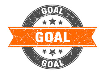 goal round stamp with orange ribbon. goal