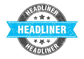 headliner round stamp with turquoise ribbon. headliner