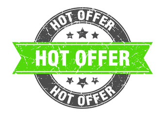 hot offer round stamp with green ribbon. hot offer