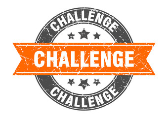 challenge round stamp with orange ribbon. challenge