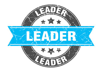 Fototapeta premium leader round stamp with turquoise ribbon. leader