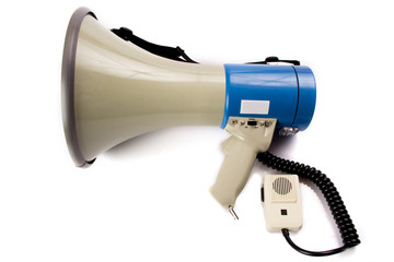Blue Megaphone On White Background