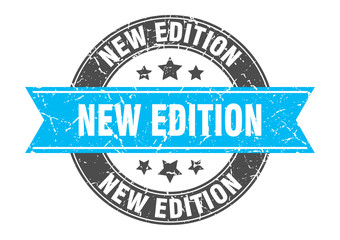 new edition round stamp with turquoise ribbon. new edition