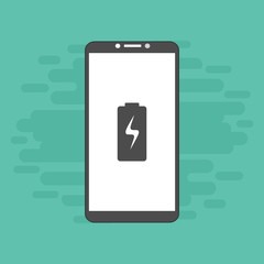 Battery charging smartphone flat icon. Battery level indicator. Status. Battery icon. Electric battery vector