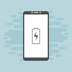 Battery charging smartphone flat icon. Battery level indicator. Status. Battery icon. Electric battery vector