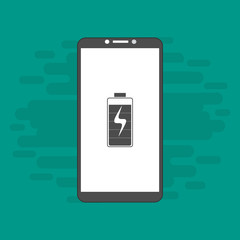 Battery charging smartphone flat icon. Battery level indicator. Status. Battery icon. Electric battery vector