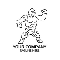 Line gorilla logo. flat design. Gorilla silhouette. Vector Illustration on white background