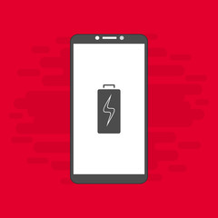 Battery charging smartphone flat icon. Battery level indicator. Status. Battery icon. Electric battery vector