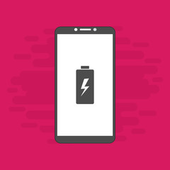 Battery charging smartphone flat icon. Battery level indicator. Status. Battery icon. Electric battery vector
