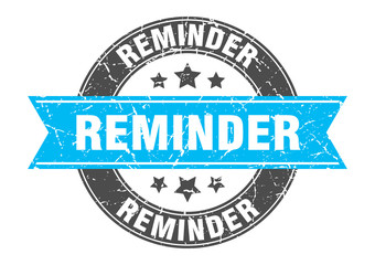 reminder round stamp with turquoise ribbon. reminder
