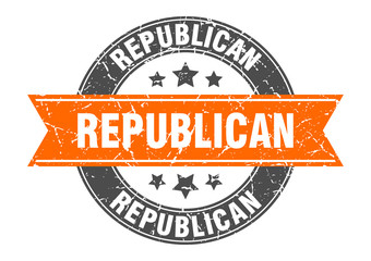 republican round stamp with orange ribbon. republican