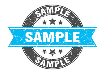 sample round stamp with turquoise ribbon. sample