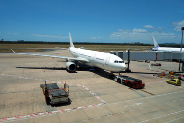 airplane at the airport of brisbane