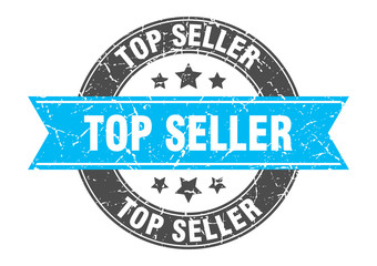 top seller round stamp with turquoise ribbon. top seller