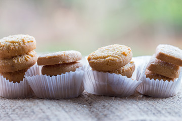 cookies with wooden background.