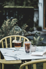 cup of coffee on wooden table