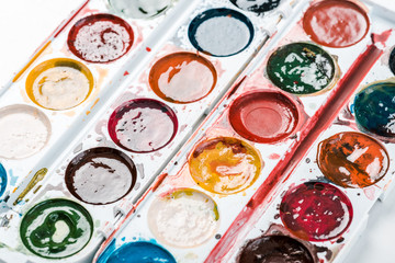 close up of watercolor paint isolated on white
