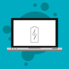 laptop with Battery charging flat icon. Battery level indicator. Status. Battery icon vector illustration template