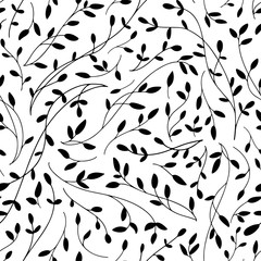 Tangled thin twigs vector seamless pattern. Plant branches silhouettes monocolor texture. © Anastasiia Hevko