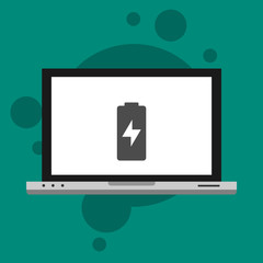 charge laptop flat illustration, Power plug vector icon design