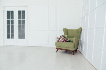 chair in the interior of the white room decor of the house