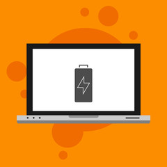 charge laptop flat illustration, Power plug vector icon design