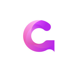 Initial lowercase letter g, curve rounded logo, gradient vibrant colorful glossy colors on white 