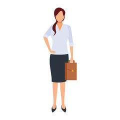 avatar businesswoman holding a briefcase icon, flat design