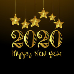 Gold Happy New Year background with stars