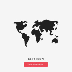 world map icon vector. Earth symbol. Map vector icon illustration